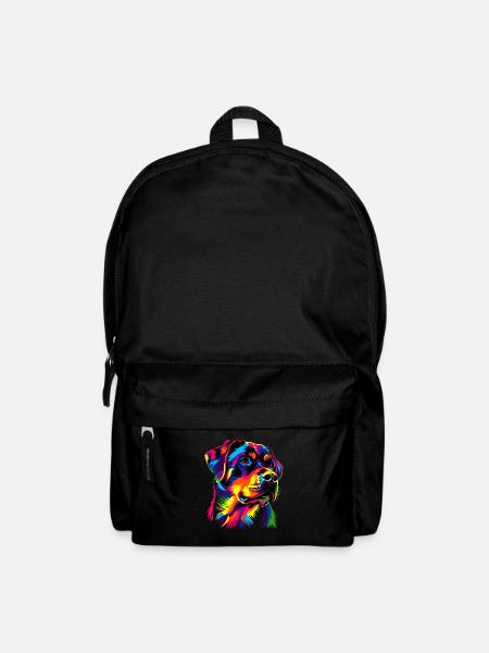 Rottweiler Hund Bunte Farben Pop Art Stolz Hunde - Rucksack - Schwarz