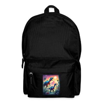 Dinosaures colorés épiques et coucher de soleil - Sac à dos - noir - Devant