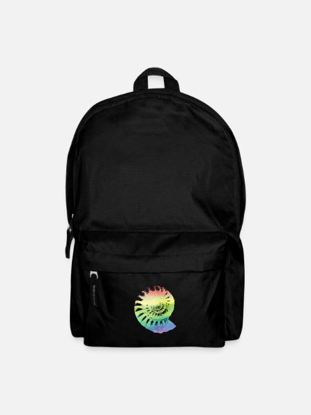 Fossil ammonite in rainbow colored gift - Backpack - black