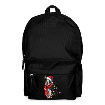 Chien Boston Terrier de Noël - Drôle de chiot de Noël - Sac à dos - noir - Devant
