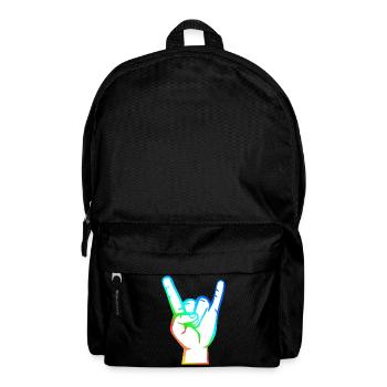 Hand with Rock-Metal-Satan symbol colorful - Backpack - black - Front