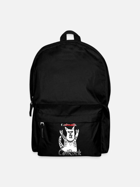 Witzige Rocker Katze Pommesgabel Heavy Metal - Rucksack - Schwarz
