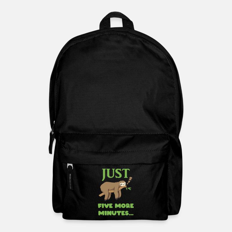Just five more minutes, sloth gift, morning sleepy - Backpack - black