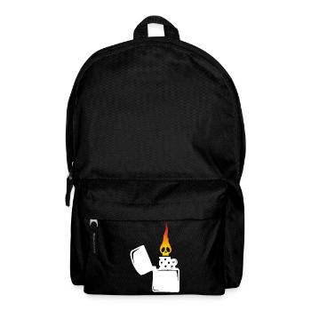 flaming skull and white lighter - Backpack - black - Front