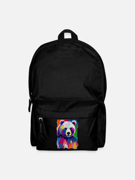Multicolored painting Bear portrait - Backpack - black