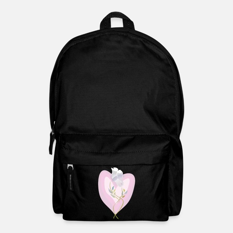 Sanfte weiße Tulpe Herz Illustration - Rucksack - Schwarz
