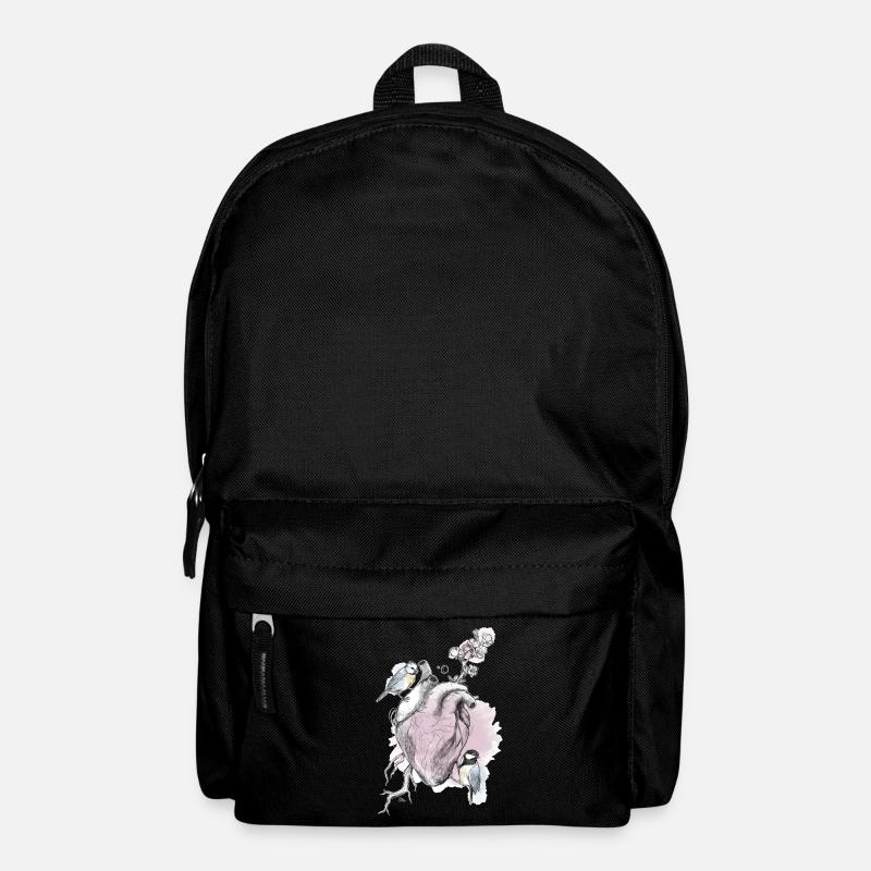 Meisen und Herz - Rucksack - Schwarz