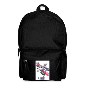 Festliche Maus mit Weihnachtsmütze - Rucksack - Schwarz - Vorne
