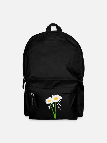 Decorative flower on green stem - Backpack - black