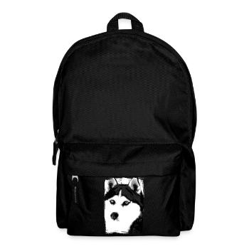 Black and white Husky portrait on textile - Backpack - black - Front