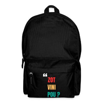 "Zot vini pou?" hoop t-shirt – Zouk - Backpack - black - Front