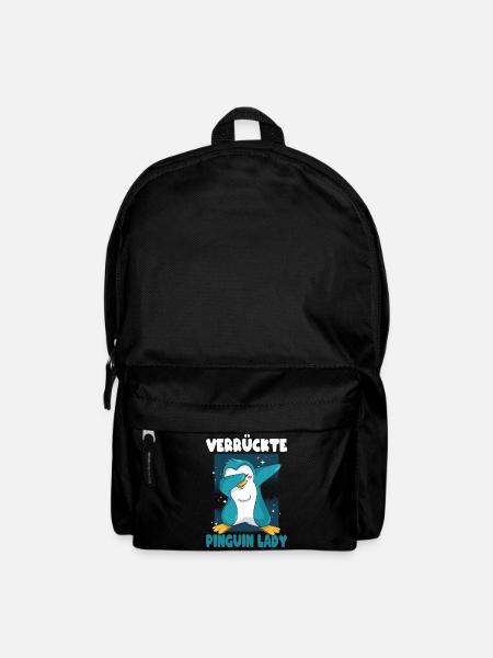 Crazy Penguin Lady Funny Sayings Irony Fun - Backpack - black