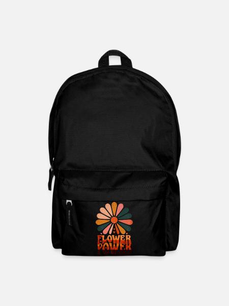Flower Power Retro Sonnenaufgang - Rucksack - Schwarz