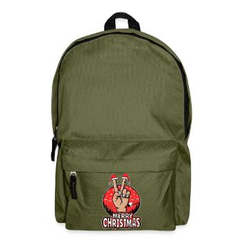 Frohes Weihnachten Peacezeichen Motiv Rosa used - Rucksack - Olivgrün - Vorne