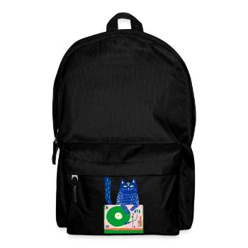 Blue Cat DJ on Whimsical Turntable - Backpack - black - Front