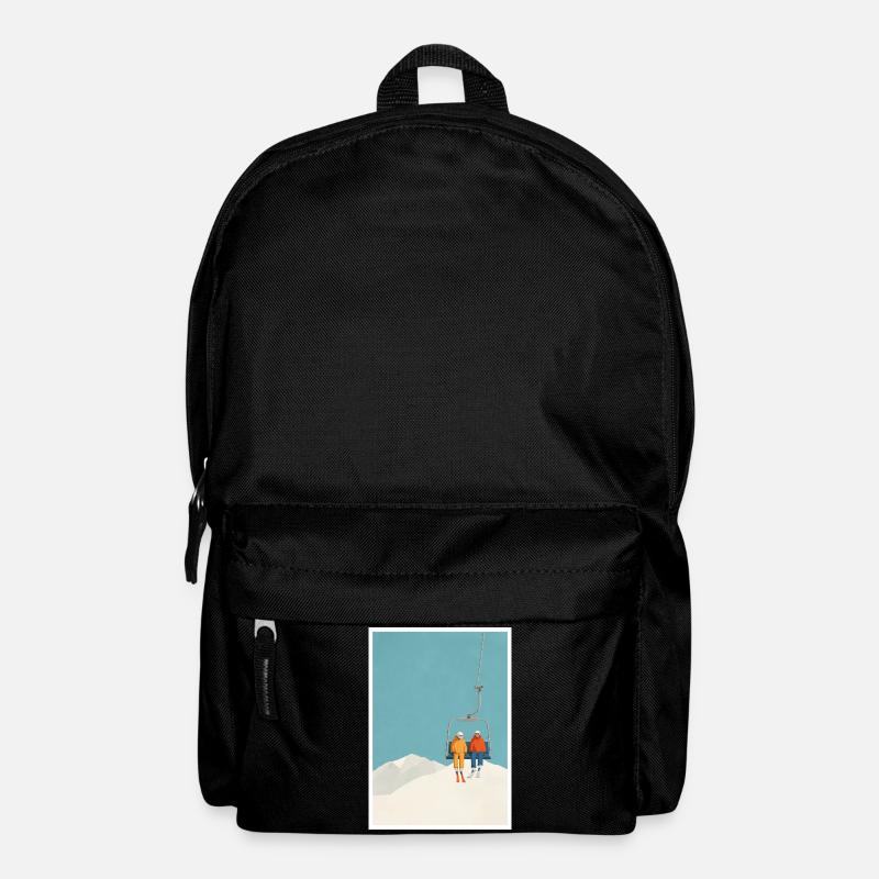 Schneebedecktes Skilift-Duo - Rucksack - Schwarz