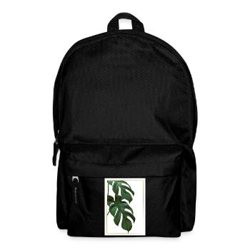Monstera Tropical Leaves in Gold Frame - Backpack - black - Front