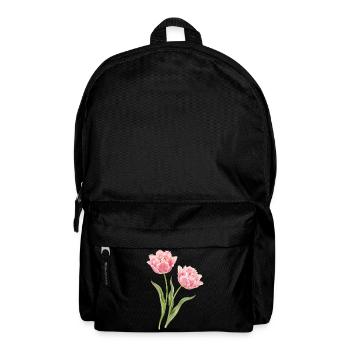 Pink Parrot Tulips Floral Motif - Backpack - black - Front