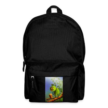 Funny Green Climbing Monster - Backpack - black - Front