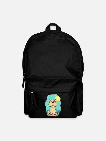 Funny beach dog in watercolor look - Backpack - black