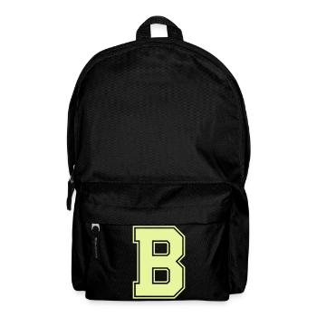Leuchtendes B im Varsity-Stil - Rucksack - Schwarz - Vorne