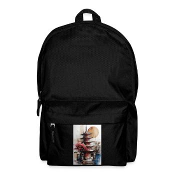 Zen-Sonne-Aquarellpagode - Rucksack - Schwarz - Vorne