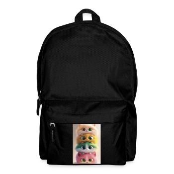 Stacked Rainbow Plush Cats - Backpack - black - Front