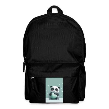 Tender panda and pastel green heart - Backpack - black - Front