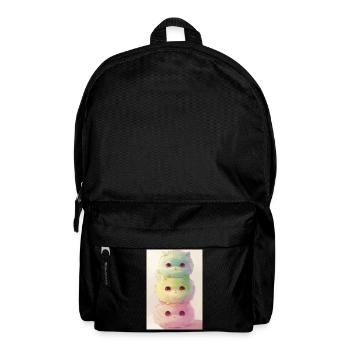 Pastel Cat in Rainbow Pile - Backpack - black - Front