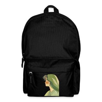 Art minimaliste | Femme au portrait vert - Sac à dos - noir - Devant