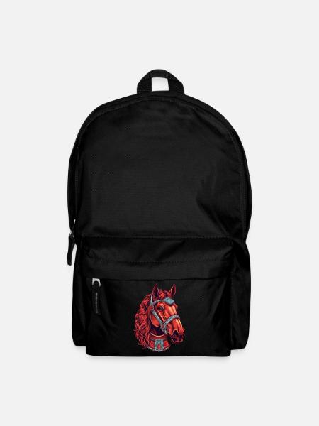 Rotes Pferdekopf-Design Portrait Kopf - Rucksack - Schwarz
