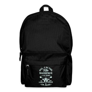T-shirt pour Papa - J'ai une Fille Magnifique - Sac à dos - noir - Devant