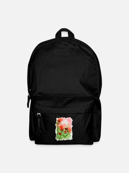 Mohnblumen Aquarell - Rucksack - Schwarz