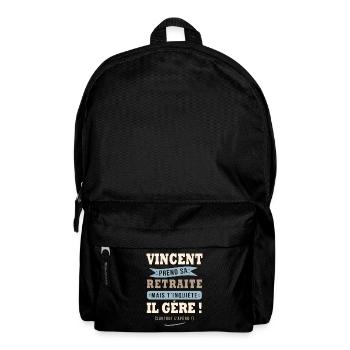 Vincent humour retraite cadeau retraité - Sac à dos - noir - Devant