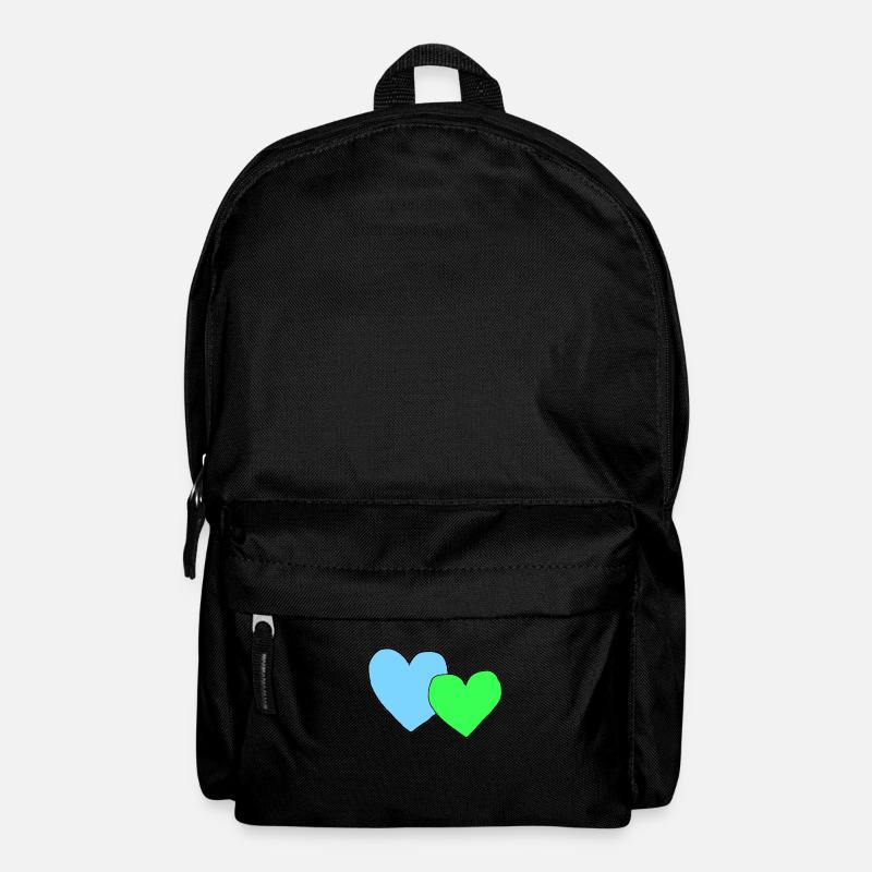 Coeurs verts bleus - Sac à dos - noir