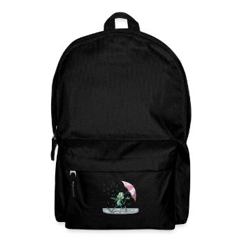 Funny frog in the rain with umbrella - Backpack - black - Front