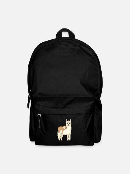 Funny sloth riding llama - Backpack - black