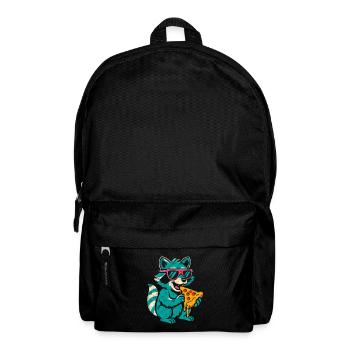 Waschbär mit Sonnenbrille isst Pizza - Rucksack - Schwarz - Vorne