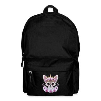 Fennek Wüstenfuchs mit Krone und Orchideen - Rucksack - Schwarz - Vorne