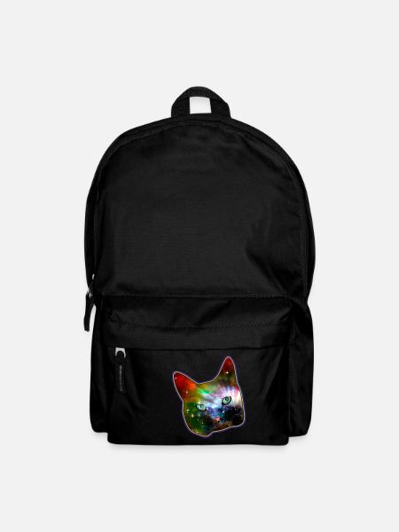 chat chemise, l'espace arc-en-chat - Sac à dos - noir