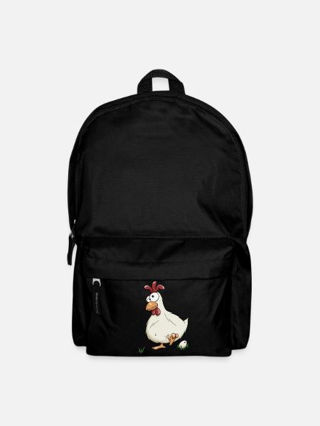 verrücktes Huhn mit Ei Bauer Landwirt Geschenk - Rucksack - Schwarz