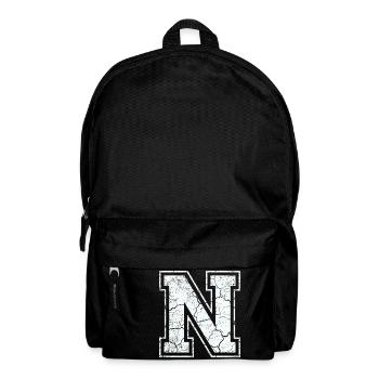 Letter N in white in the used look - Backpack - black - Front