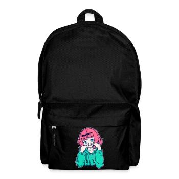 Mädchen Anime Japanisch Comic Zeichentrick Manga - Rucksack - Schwarz - Vorne