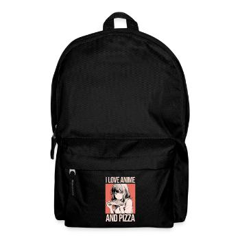 I Love Anime and Pizza - Manga Style - Backpack - black - Front