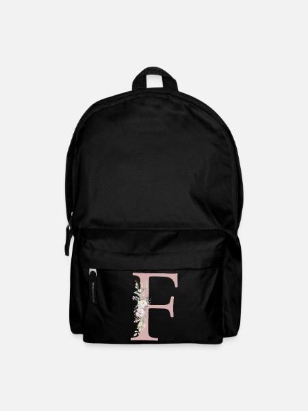 F Monogram, Floral, Personnalisable - Sac à dos - noir