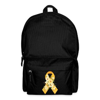 Ruban jaune pour l’endométriose avec motif de fleurs - Sac à dos - noir - Devant