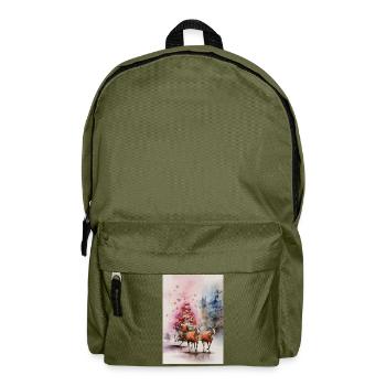 Rentierschlitten-Weihnachtsaquarell - Rucksack - Olivgrün - Vorne