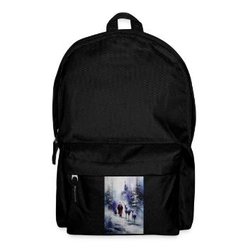 Silhouette hivernale: Père Noël et rennes - Sac à dos - noir - Devant