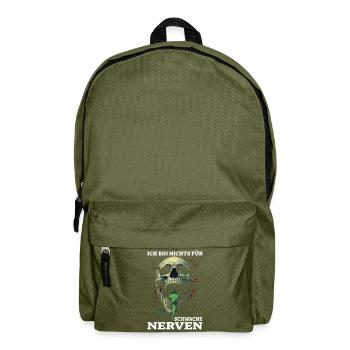 Ich bin nichts für schwache Nerven - Rucksack - Olivgrün - Vorne
