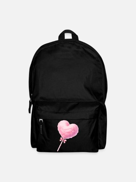 Rosa Zuckerwatte Herz Illustration - Rucksack - Schwarz
